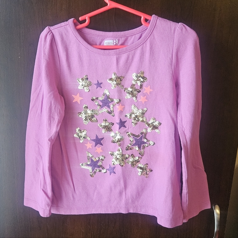 Crazy 8 Pink Star Sequin Long Sleeve Tee